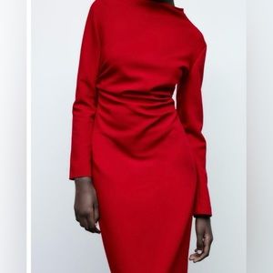 Zara red midi dress